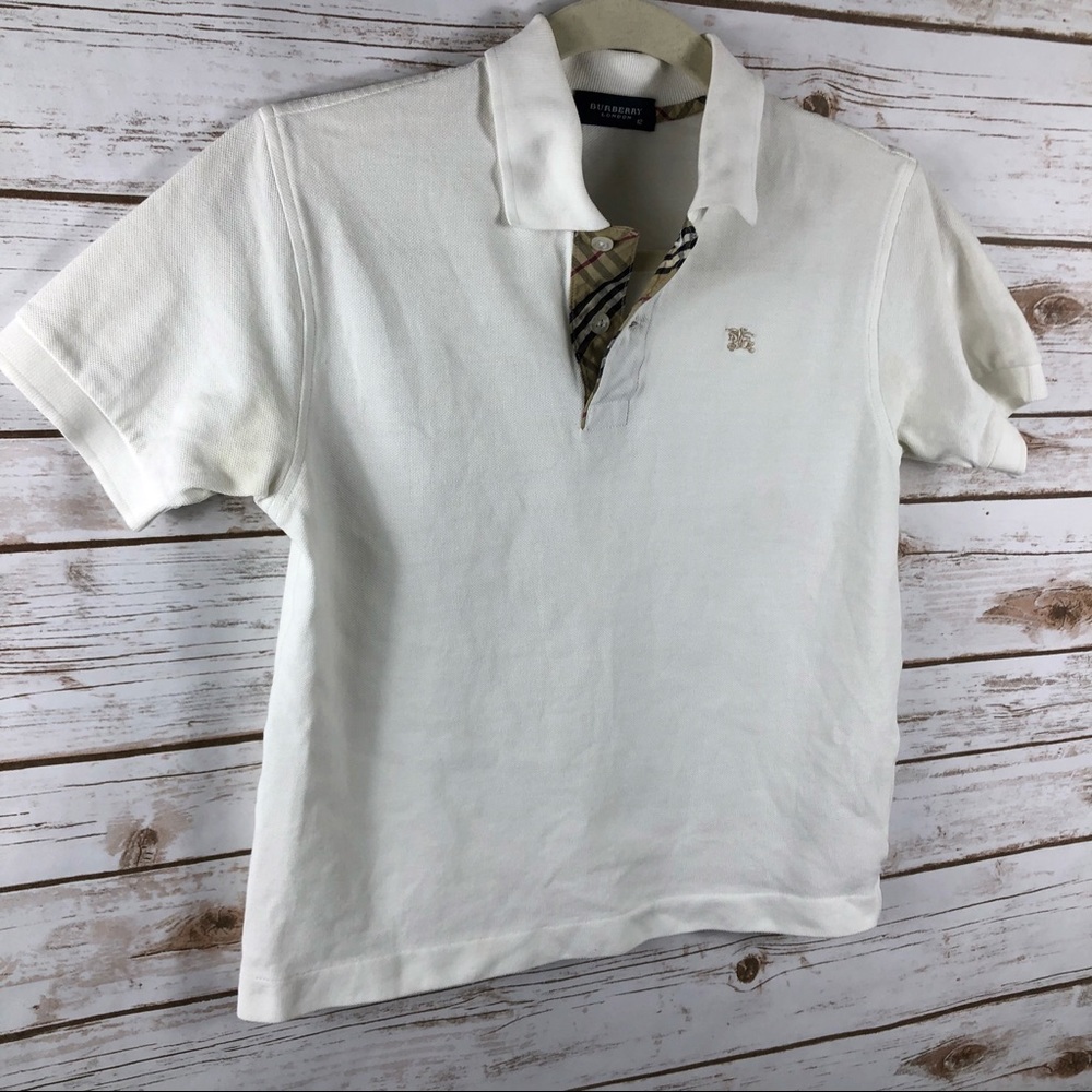 Burberry London white 1/4 button tartan plaid polo - Picture 2 of 8